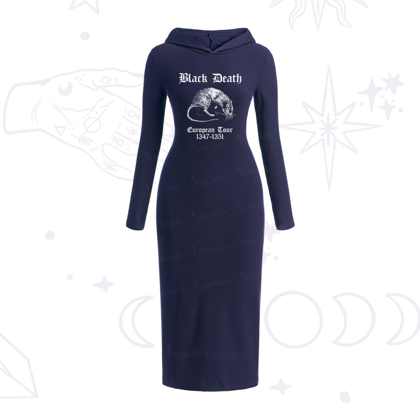 Purplehecate Black Death European Tour Hooded Knit Dress