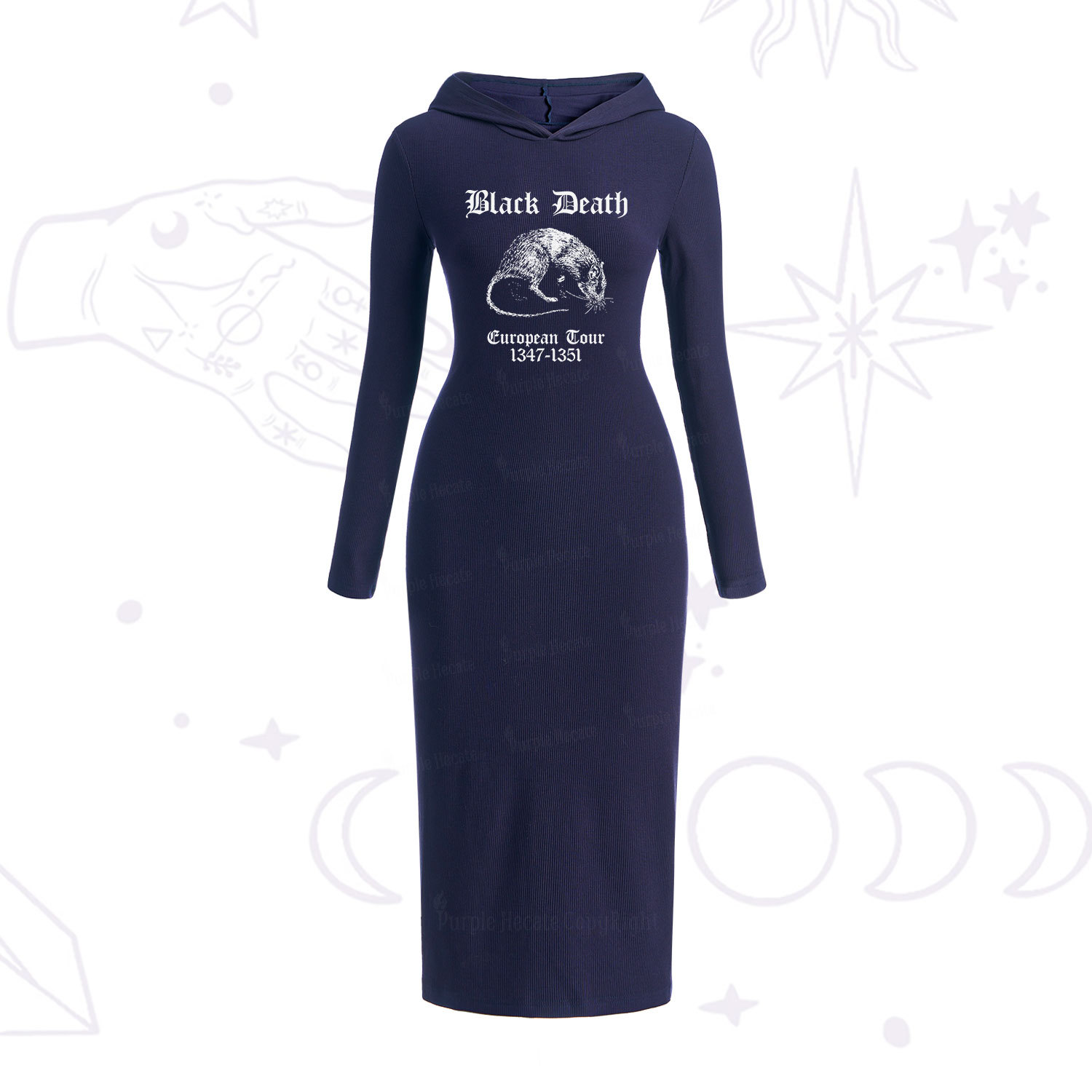 Purplehecate Black Death European Tour Hooded Knit Dress