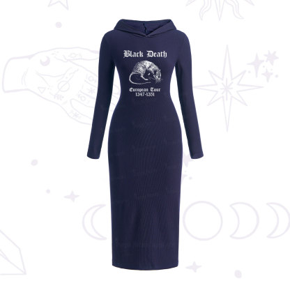 Purplehecate Black Death European Tour Hooded Knit Dress