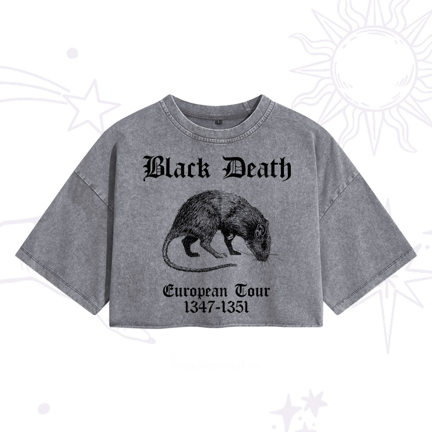 Purplehecate Black Death European Tour Washed Cropped T-Shirt