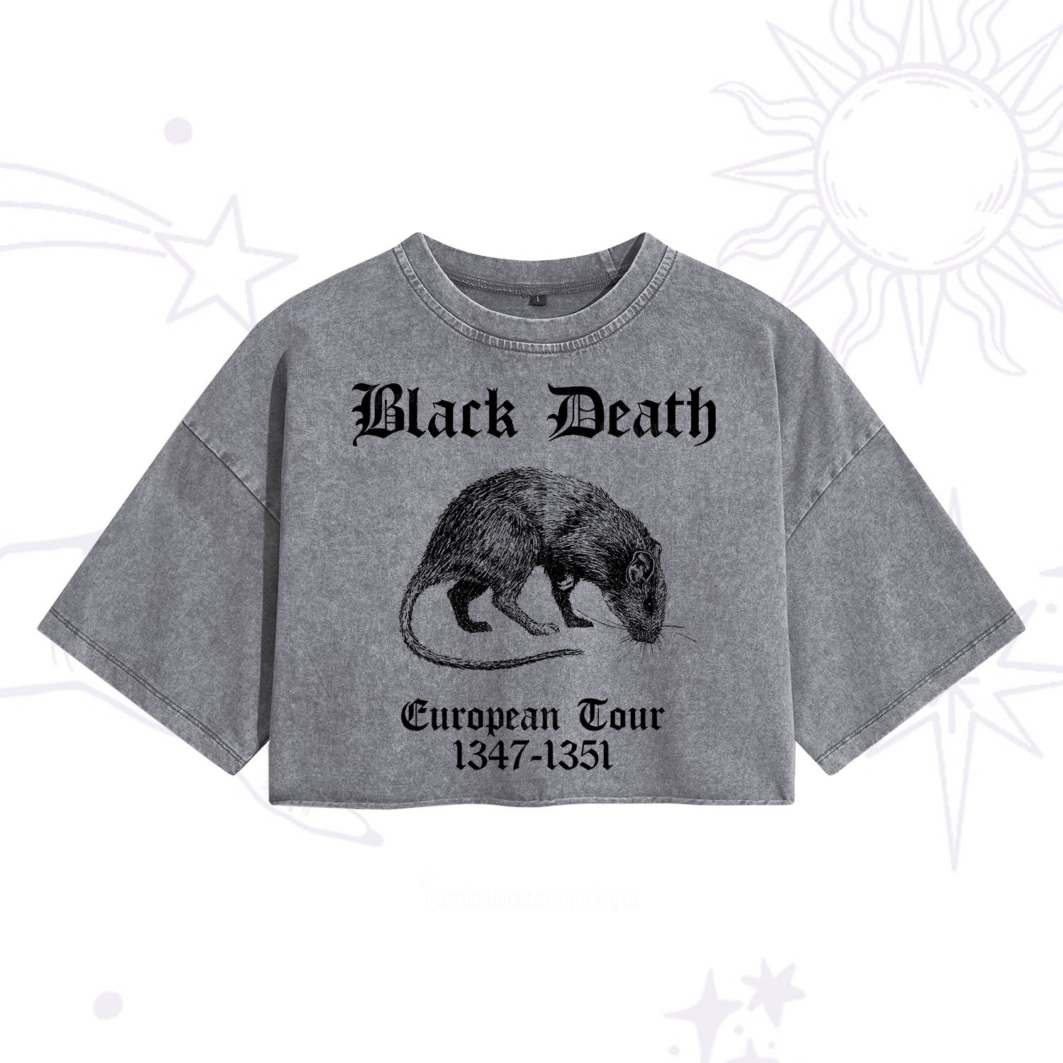 Purplehecate Black Death European Tour Washed Cropped T-Shirt