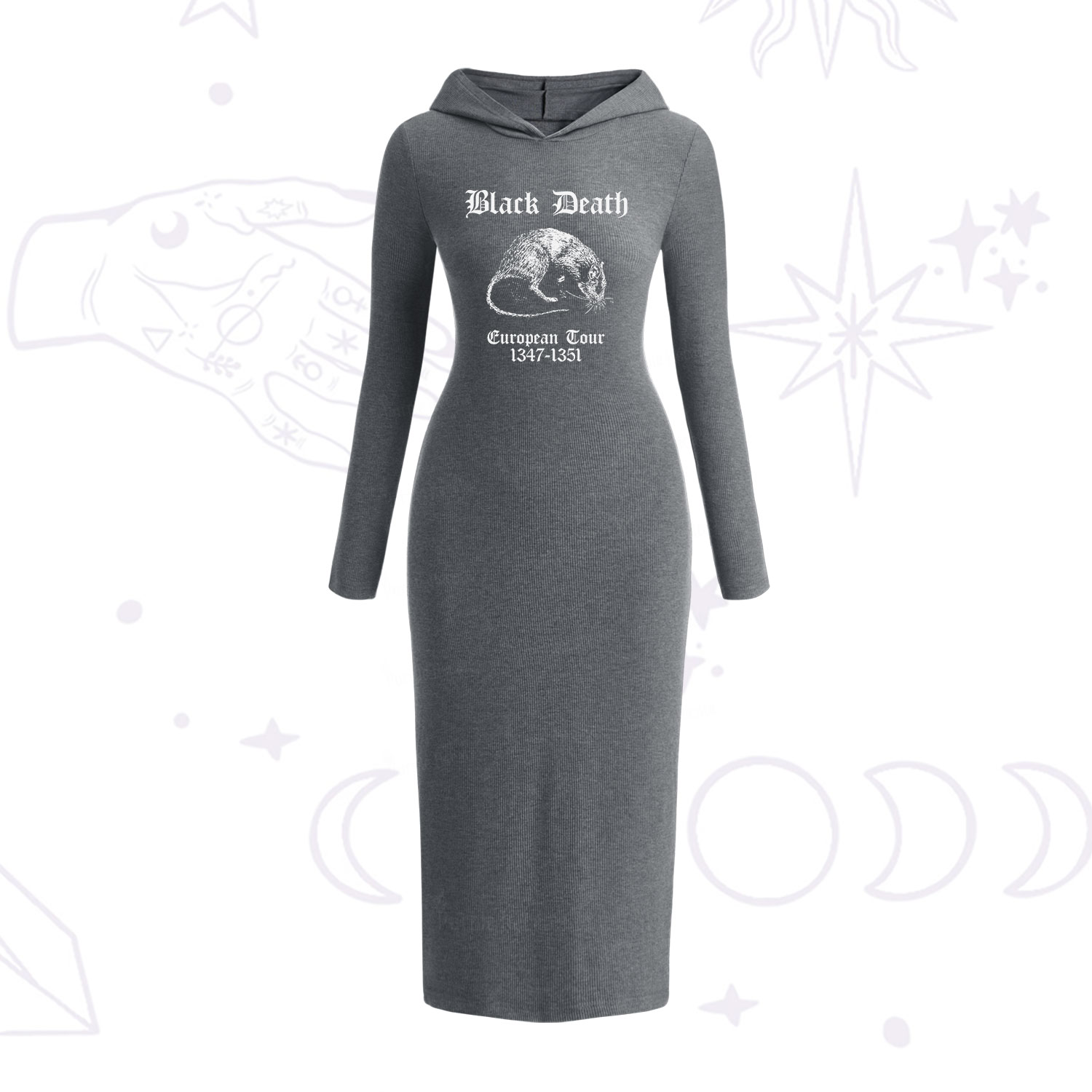 Purplehecate Black Death European Tour Hooded Knit Dress