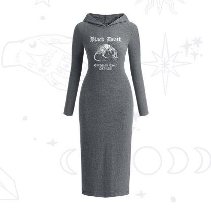 Purplehecate Black Death European Tour Hooded Knit Dress