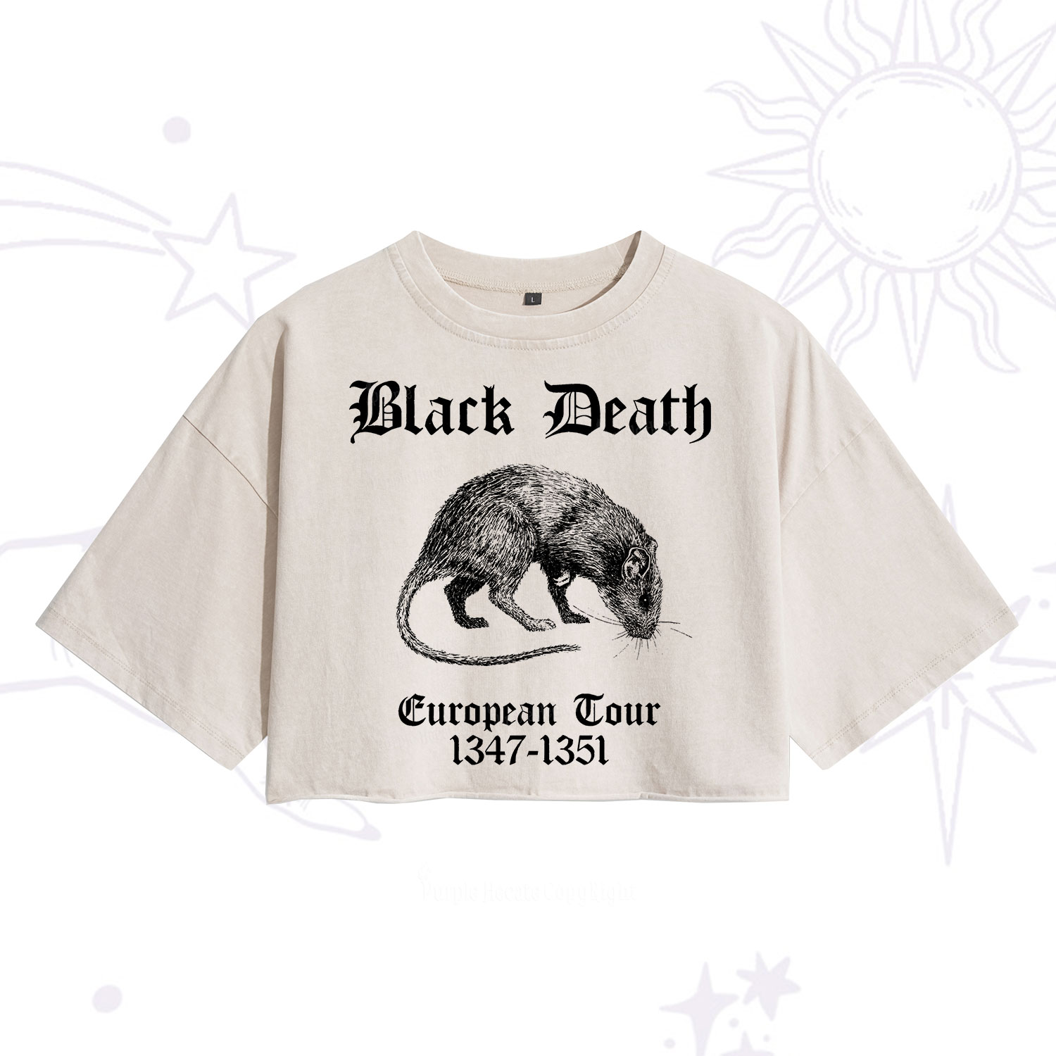 Purplehecate Black Death European Tour Washed Cropped T-Shirt
