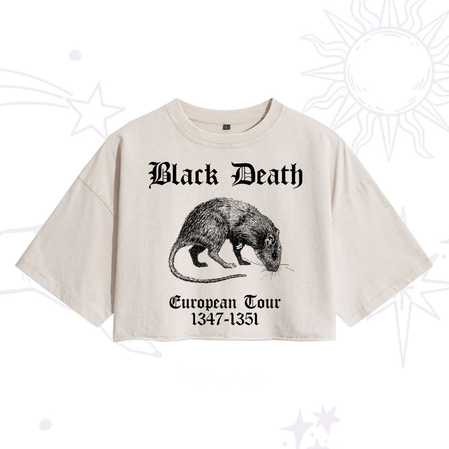Purplehecate Black Death European Tour Washed Cropped T-Shirt