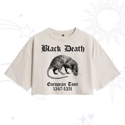 Purplehecate Black Death European Tour Washed Cropped T-Shirt