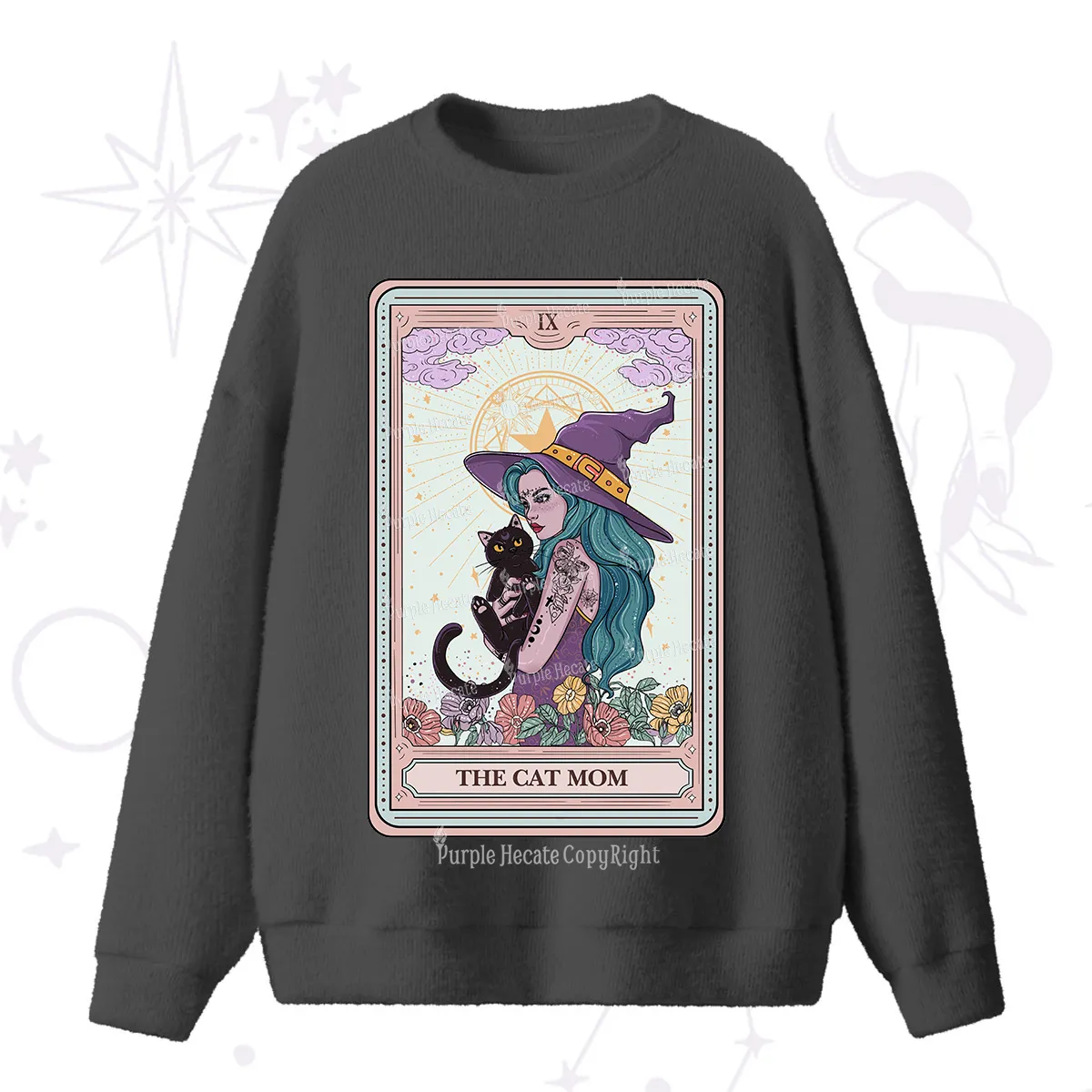 Purplehecate The Gothic Cat Mom Tarot Fuzzy Ugly Sweater