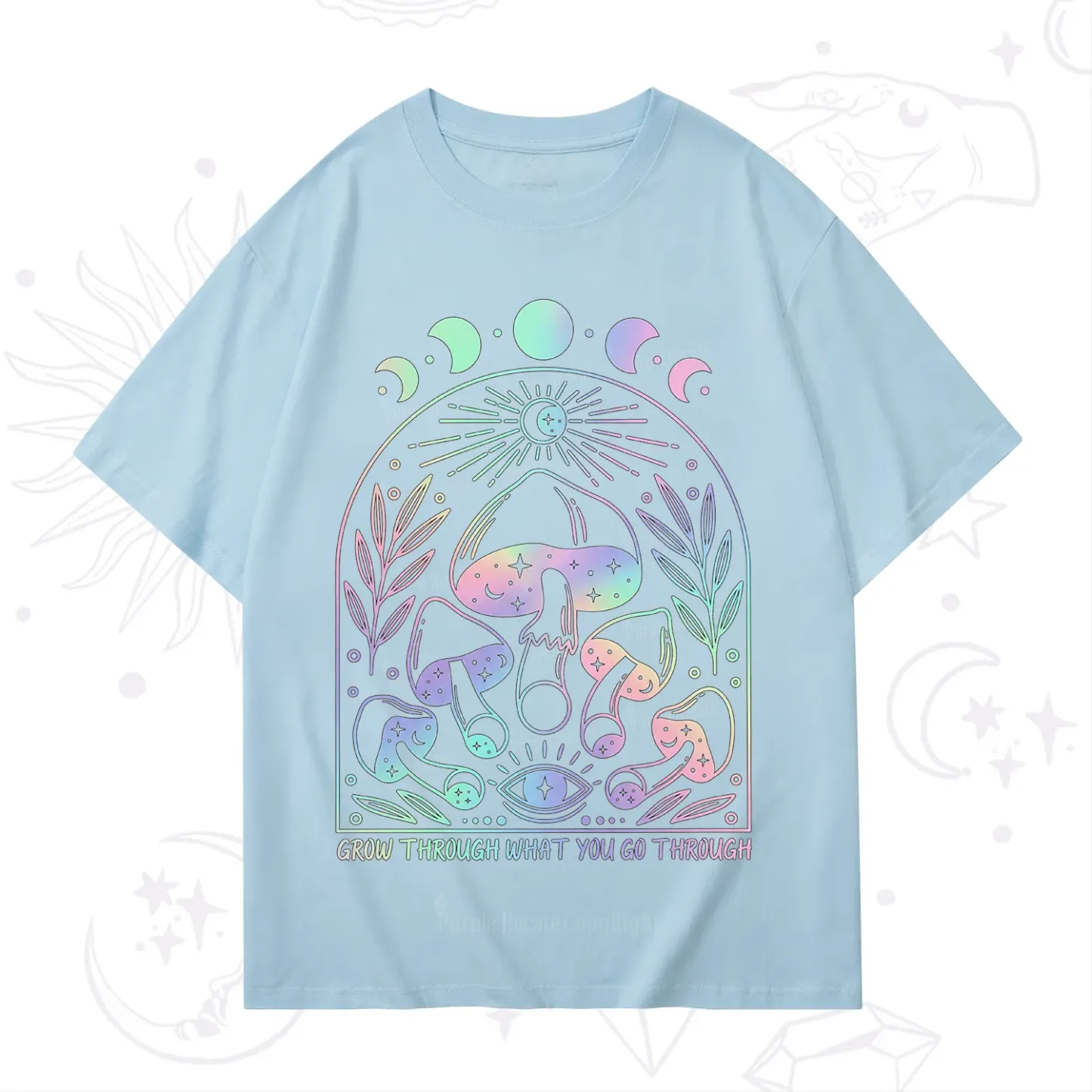 Purplehecate Moon Phases Mushroom T-Shirt