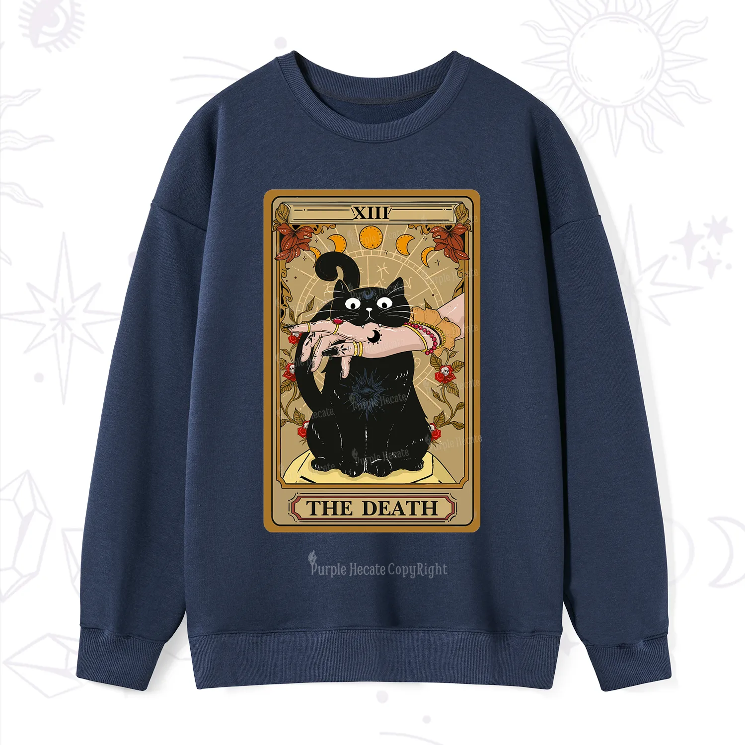 Purplehecate The Death Tarot Black Cat Sweatshirt