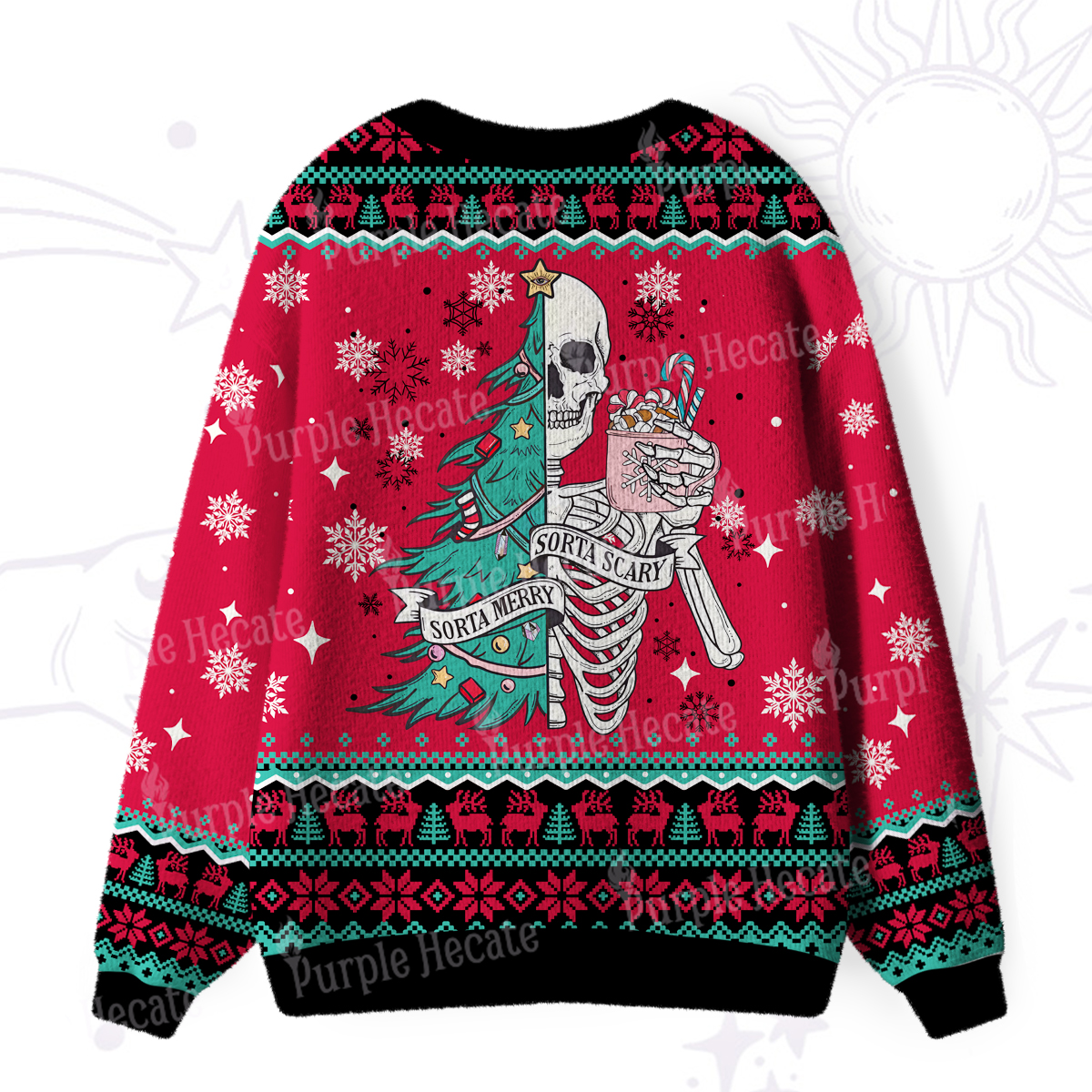 Purplehecate Sorta Merry Sorta Scary Christmas Ugly Cardigan Sweaters