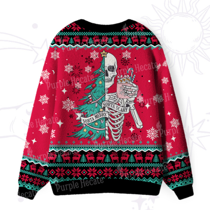 Purplehecate Sorta Merry Sorta Scary Christmas Ugly Cardigan Sweaters