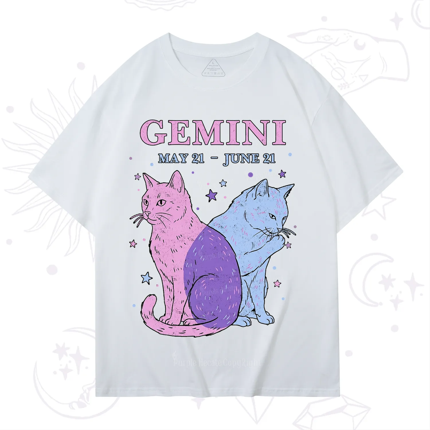 Purplehecate Gemini Zodiac Cats T-Shirt