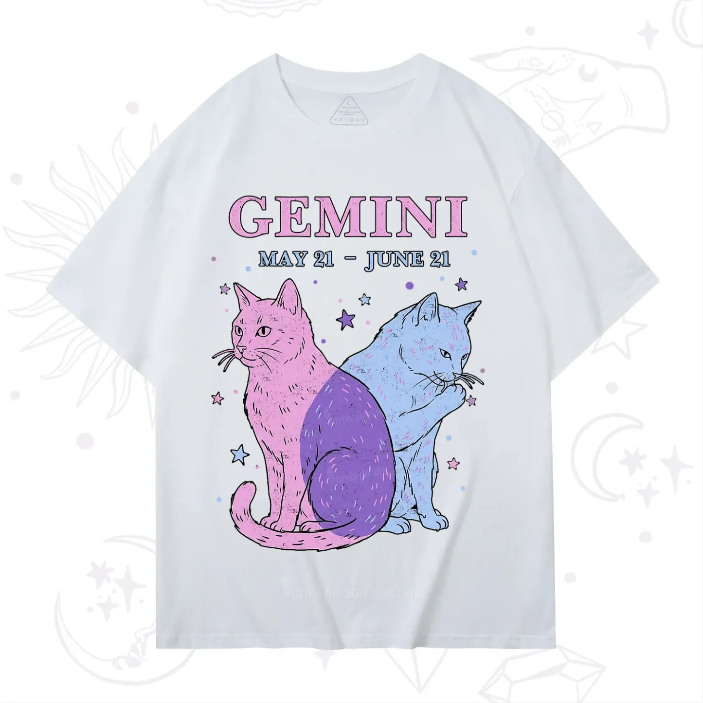 Purplehecate Gemini Zodiac Cats T-Shirt