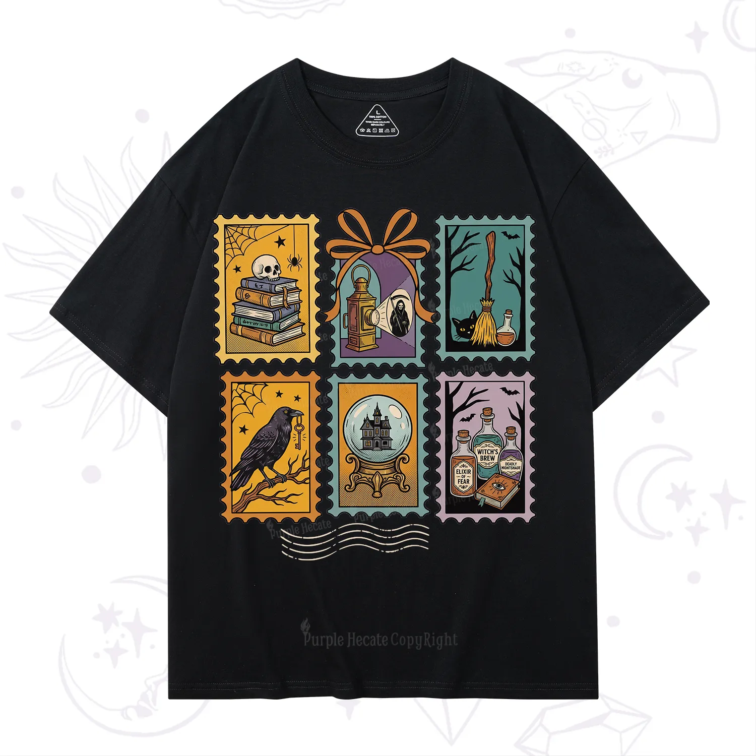 Purplehecate Halloween Witch Raven Castle Potions T-Shirt