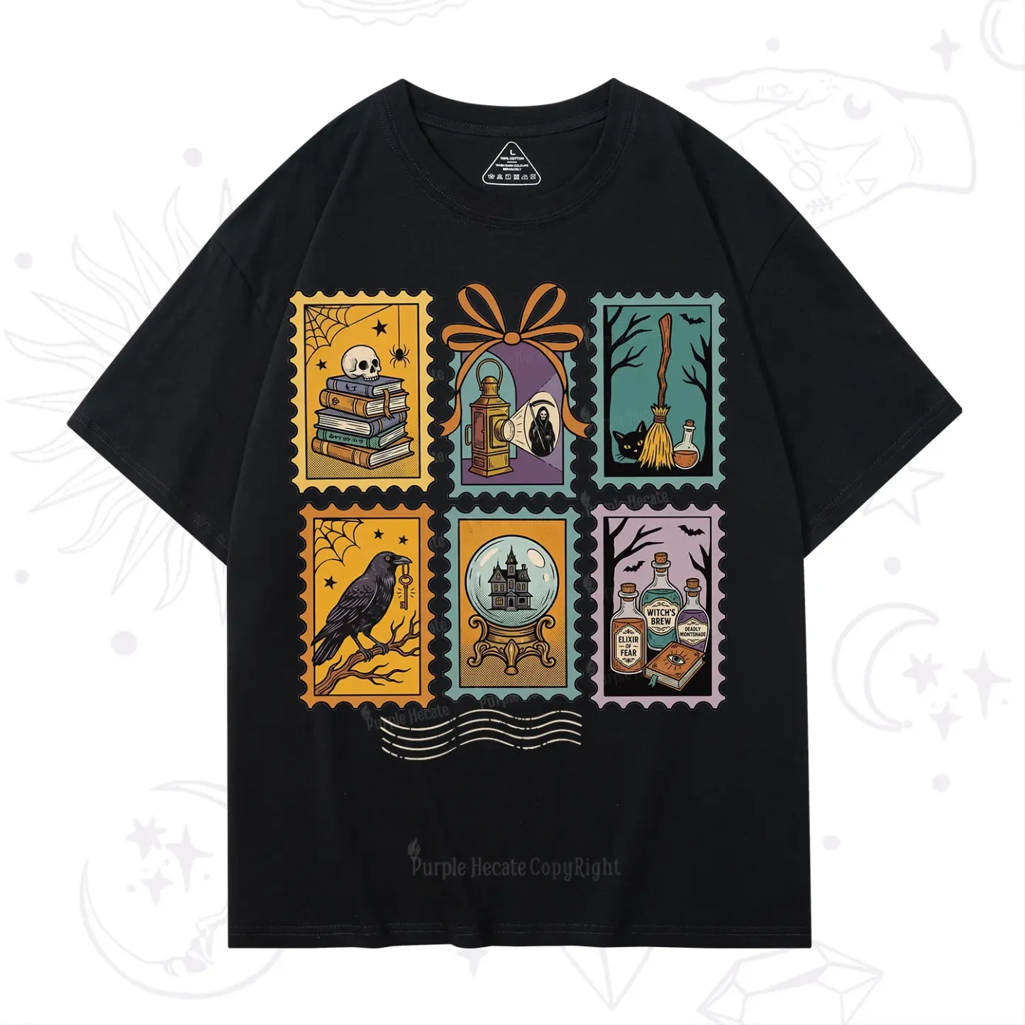 Purplehecate Halloween Witch Raven Castle Potions T-Shirt