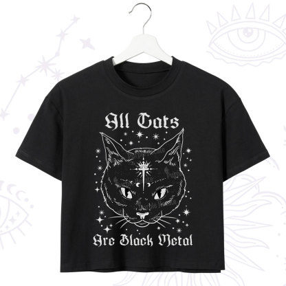 Purplehecate All Cats Are Black Metal Crop T-Shirt