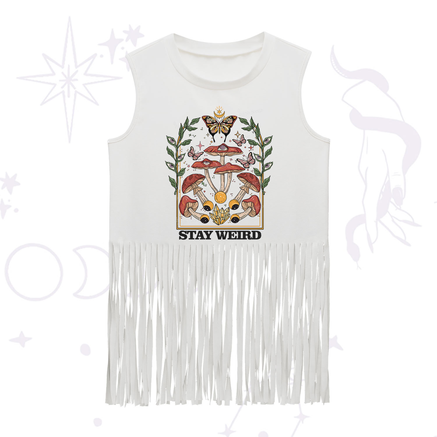 Purplehecate Stay Weird Fringe Tank Top