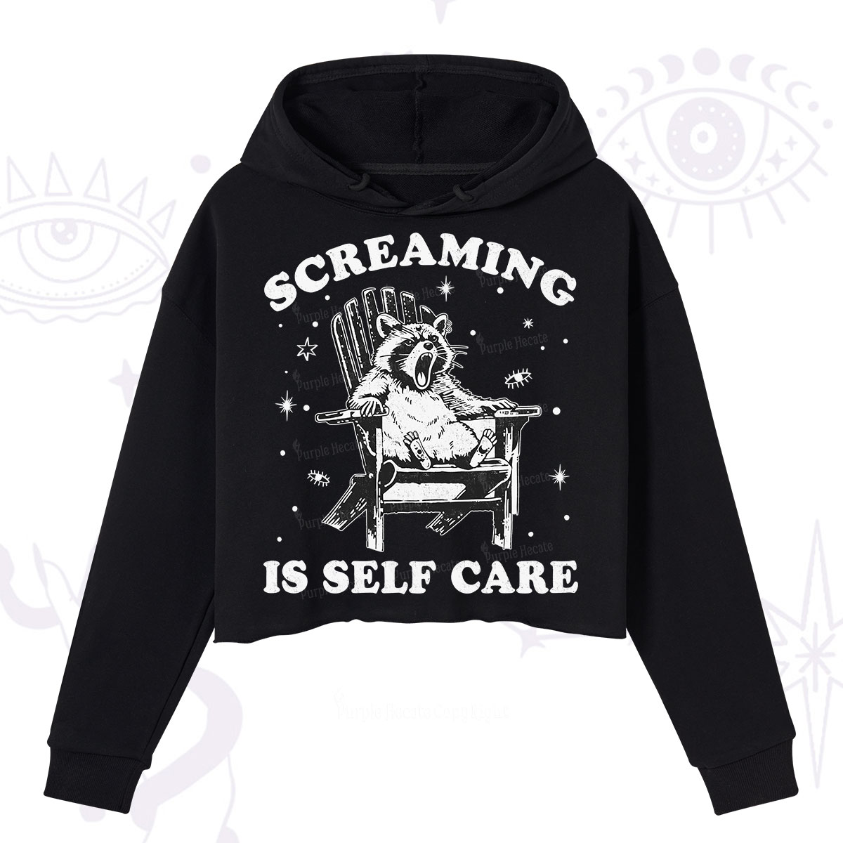 Purplehecate Screaming is Self Care Crop Hoodie