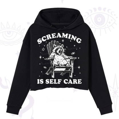 Purplehecate Screaming is Self Care Crop Hoodie