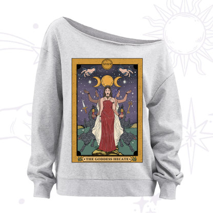 Purplehecate The Goddess Hecate Tarot Off The Shoulder Sweatshirt