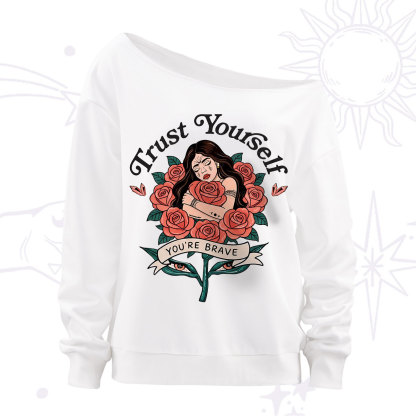 Purplehecate Trust Yourself Off The Shoulder Sweatshirt