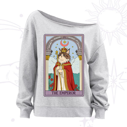 Purplehecate The Emperor Cat Tarot Off The Shoulder Sweatshirt