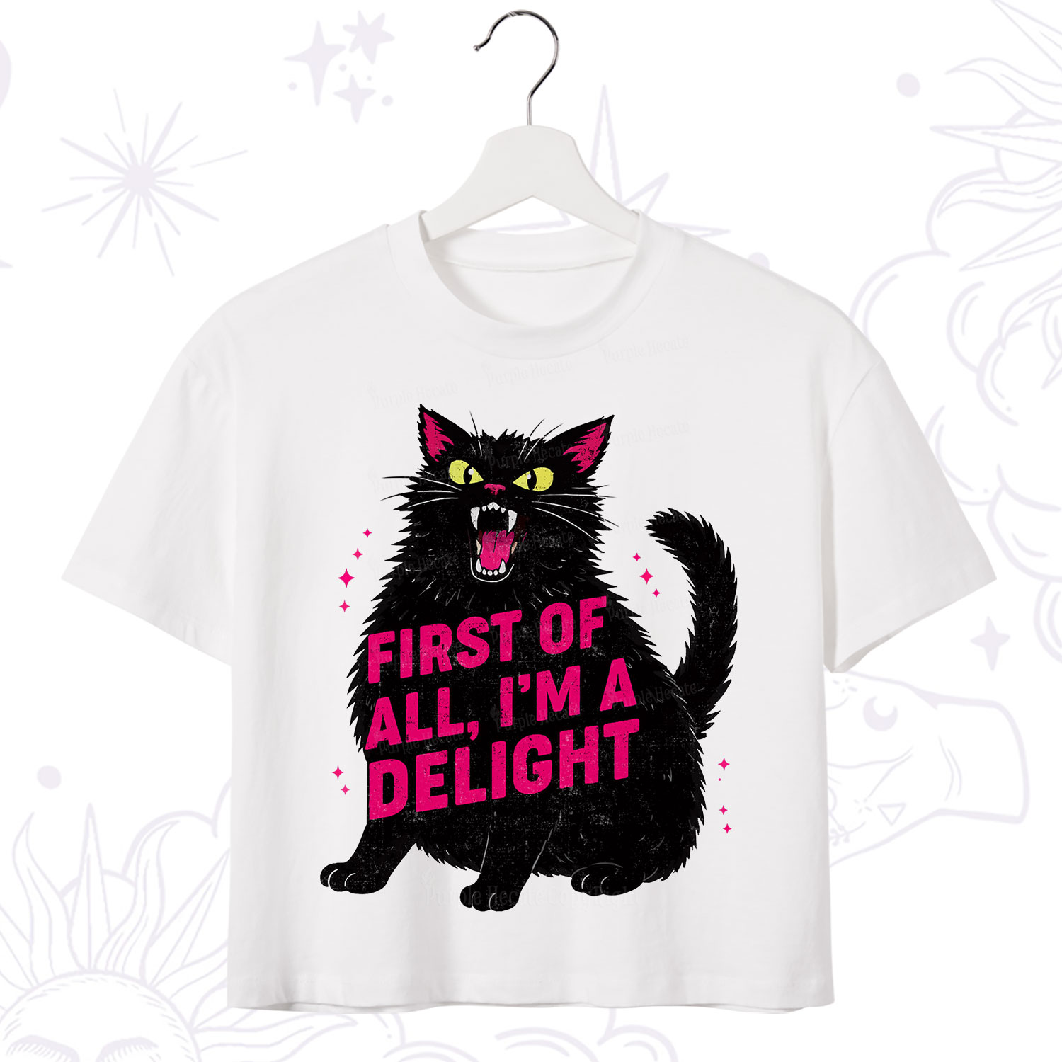 Purplehecate First Of All I'm A Delight Cat Crop T-Shirt