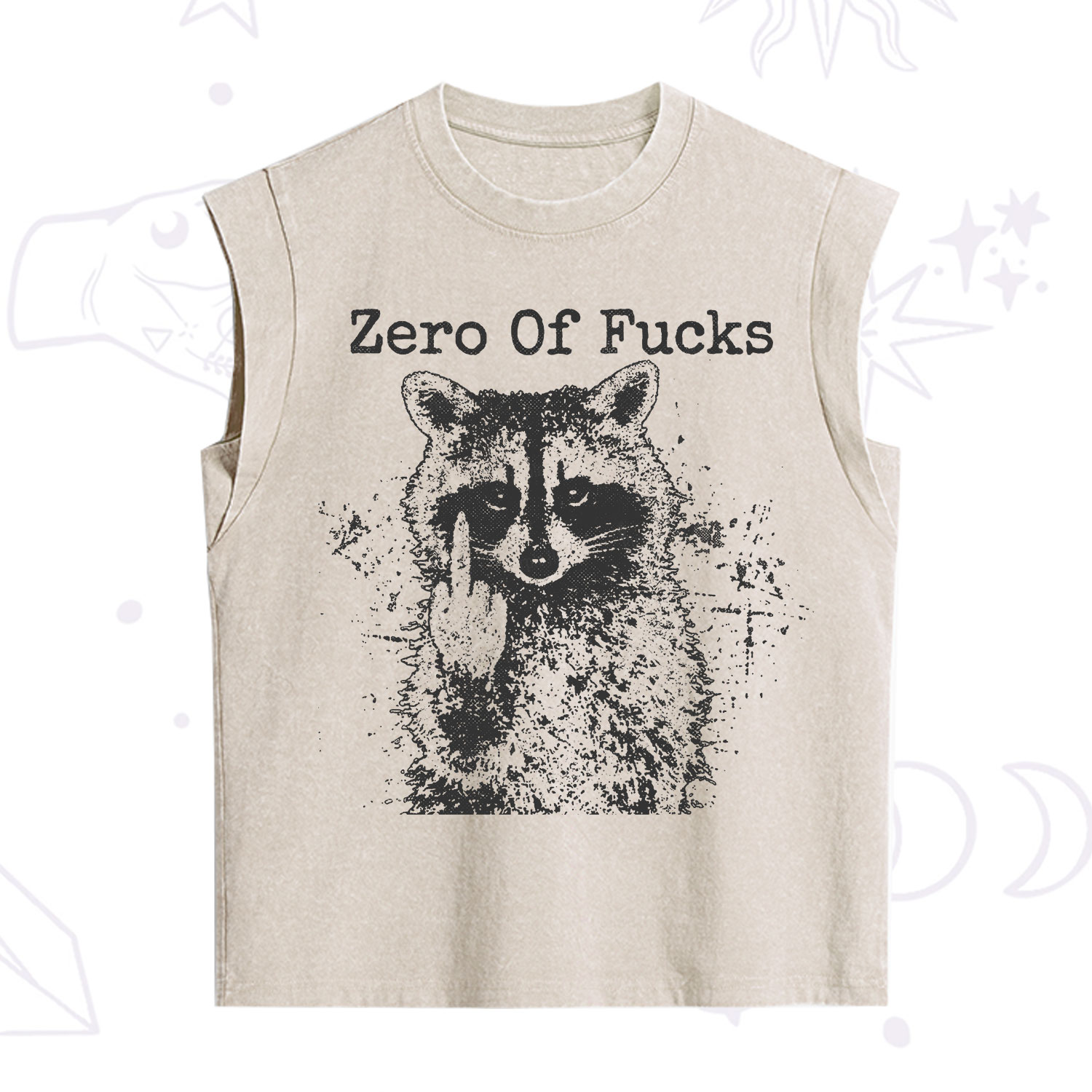 Purplehecate Zero Of Fucks Raccoon Vintage Washed Tank