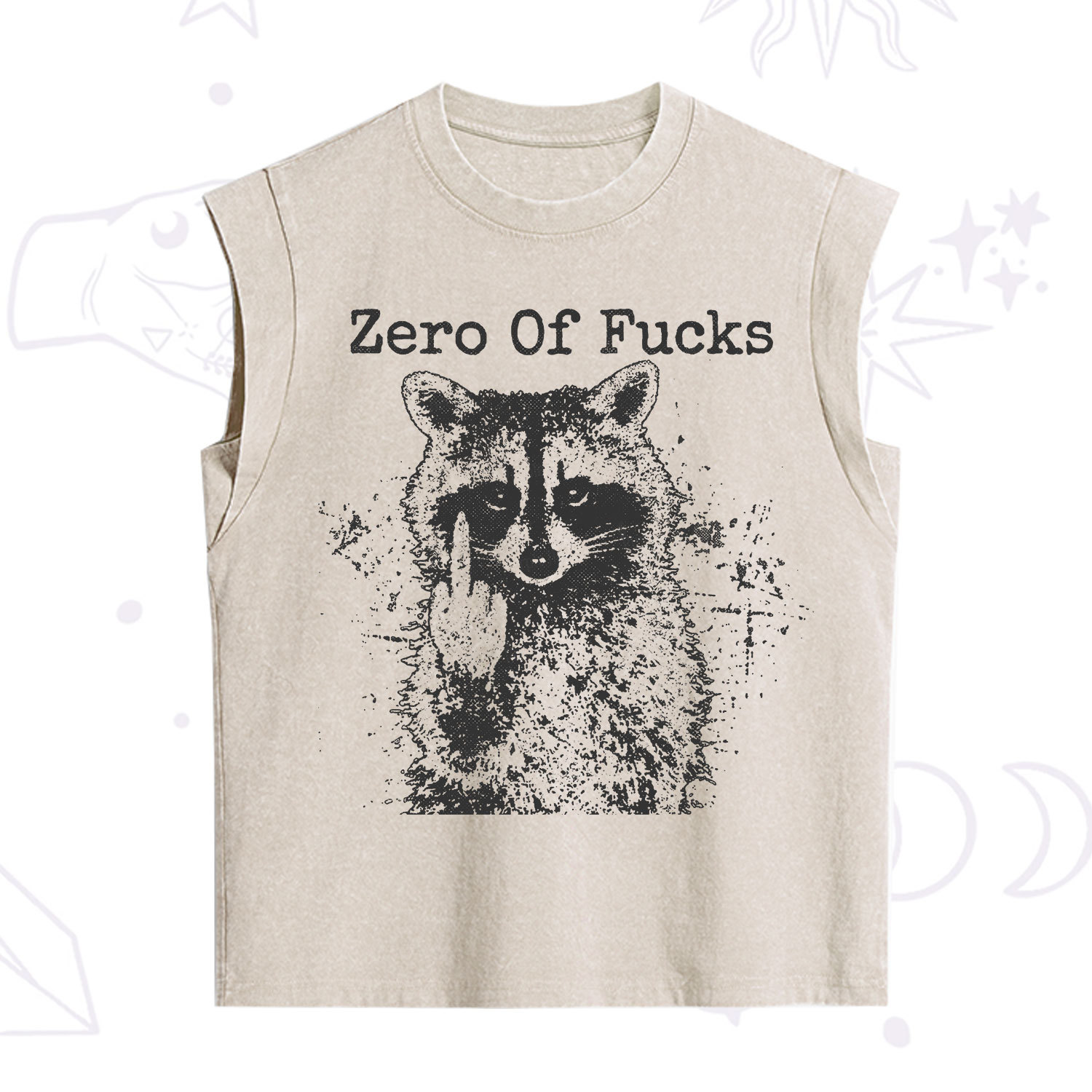 Purplehecate Zero Of Fucks Raccoon Vintage Washed Tank