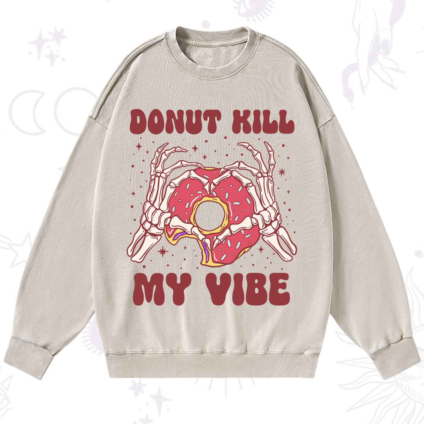 Purplehecate Donut Kill My Vibe Washed Sweatshirt