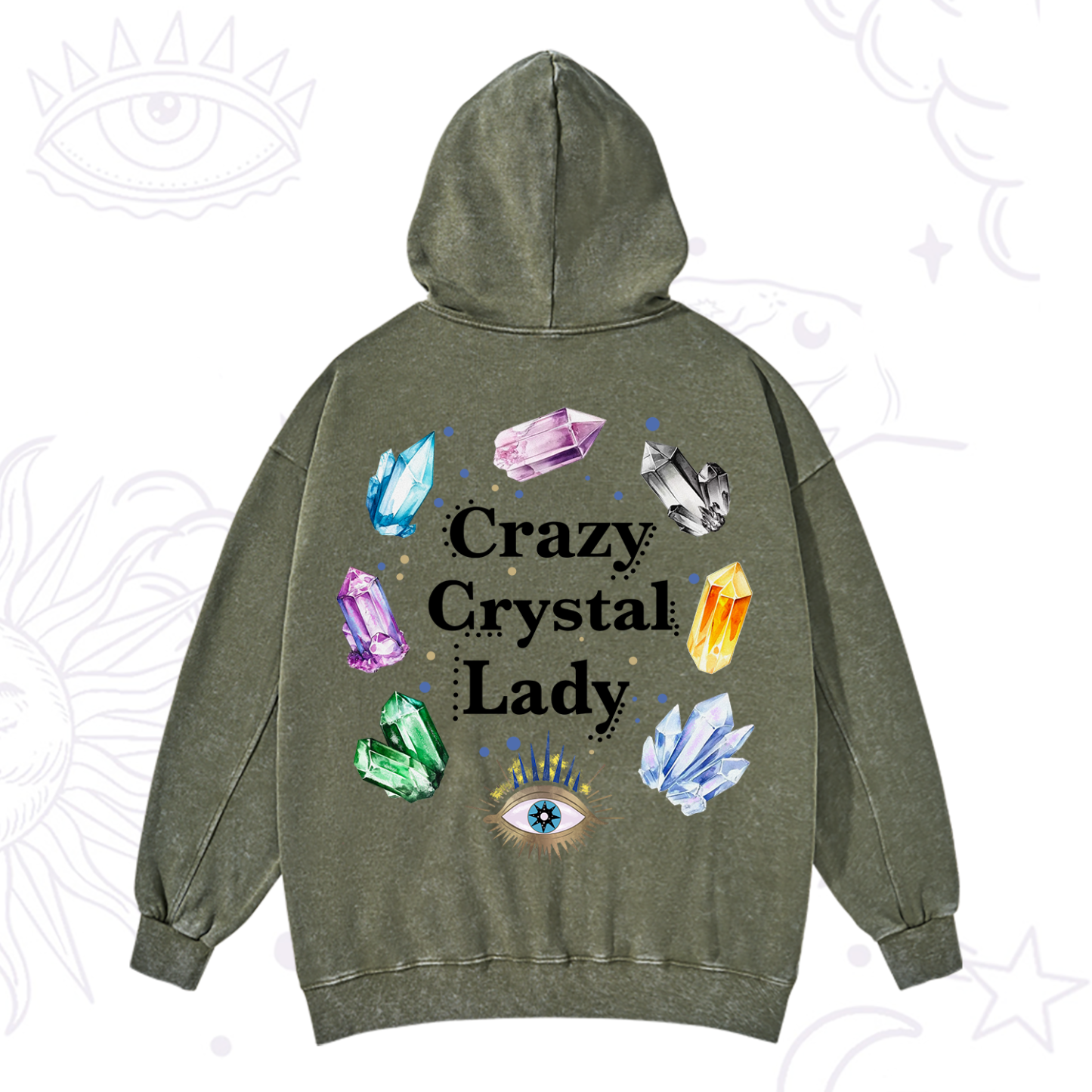 Purplehecate Crazy Crystal Lady Washed Hoodie