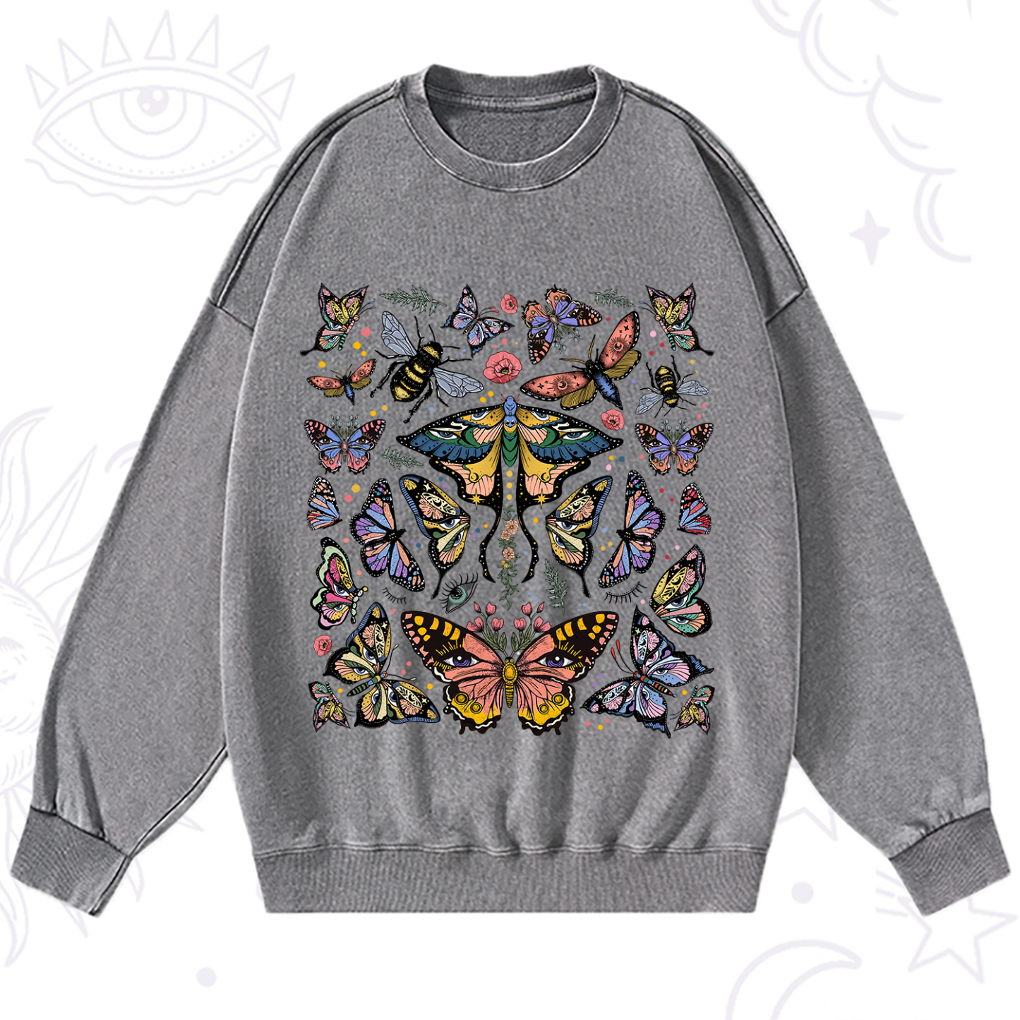 Purplehecate Mystical Butterfly & Moth Washed Sweatshirt