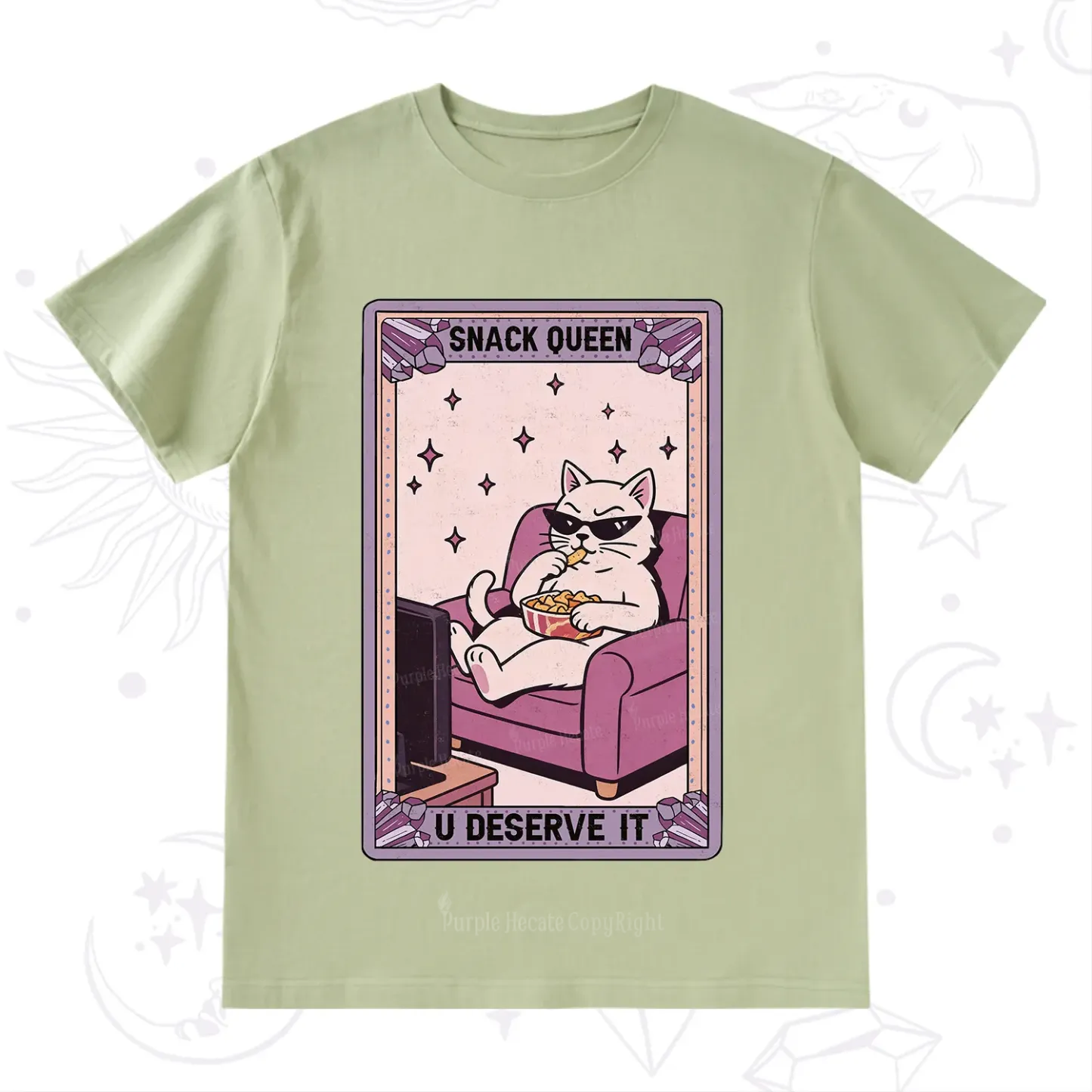 Purplehecate The Snack Queen Cat Tarot T-Shirt