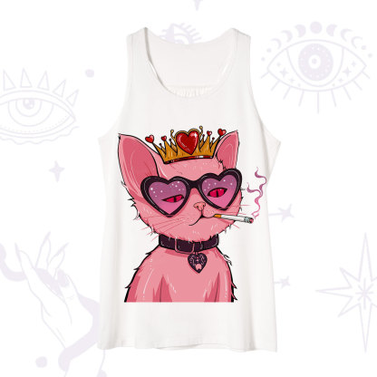 Purplehecate Bad Attitude Pink Cat Smoking Queen Tank