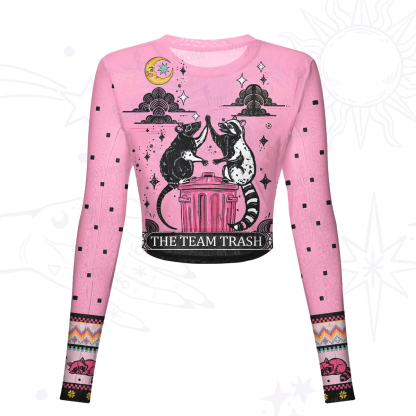 Purplehecate The Team Trash Opossum Tarot Mesh Long Sleeve Crop Top