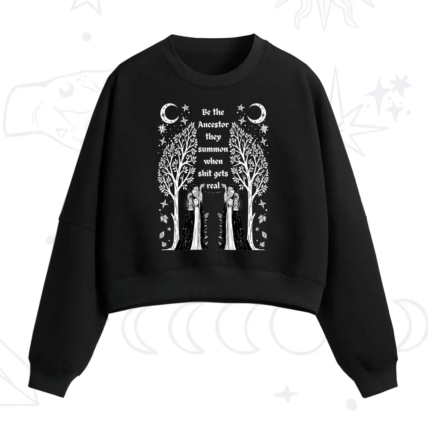 Purplehecate Be The Ancestor They Summon When Shit Gets Real Fleece Cropped Sweatshirt