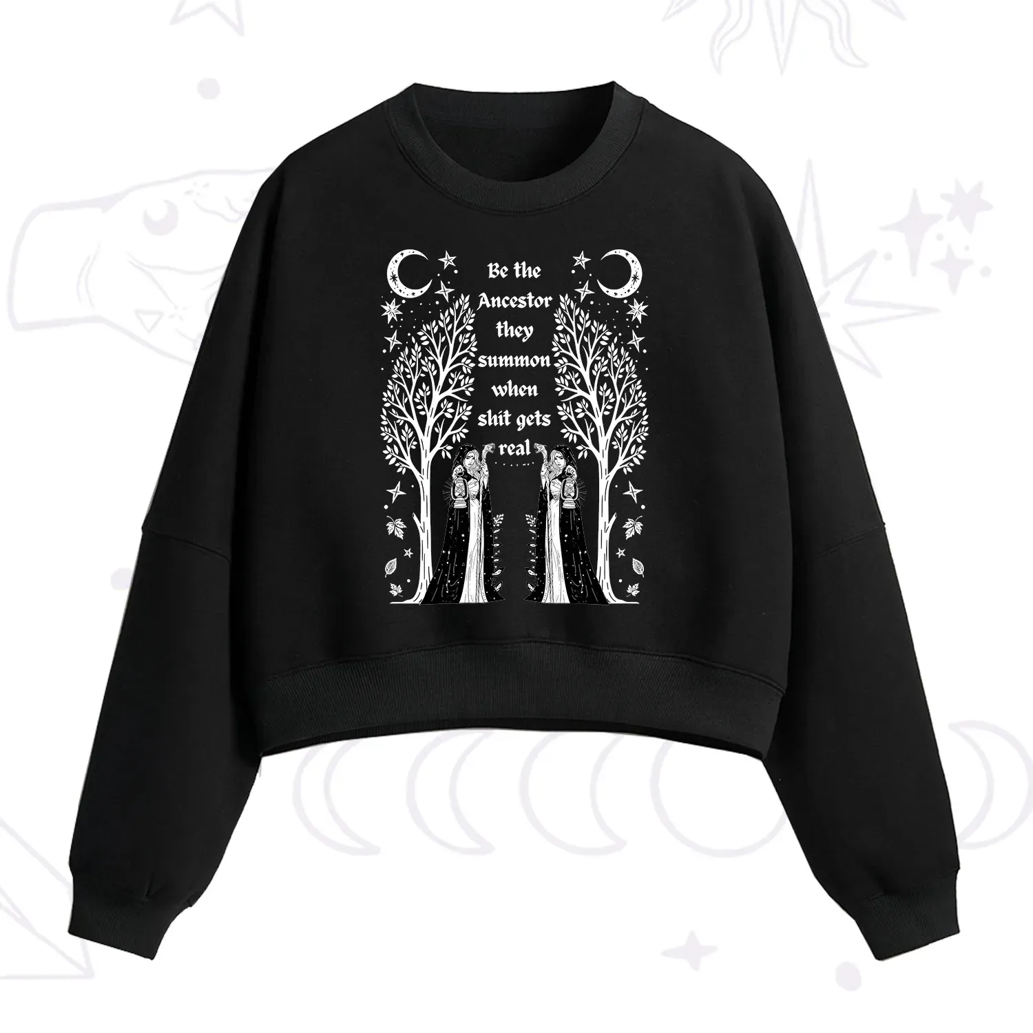 Purplehecate Be The Ancestor They Summon When Shit Gets Real Fleece Cropped Sweatshirt
