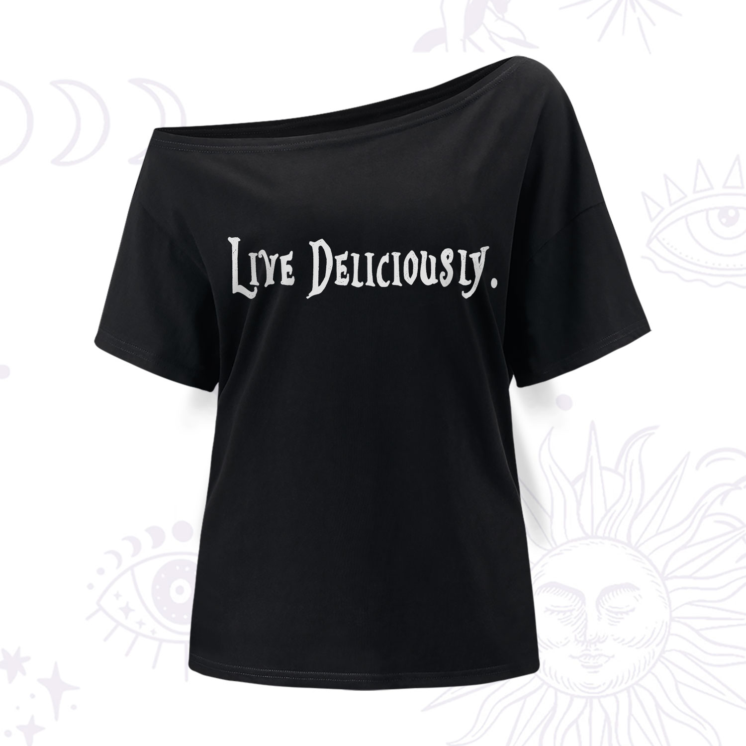 Purplehecate Live Deliciously One Shoulder T-Shirt