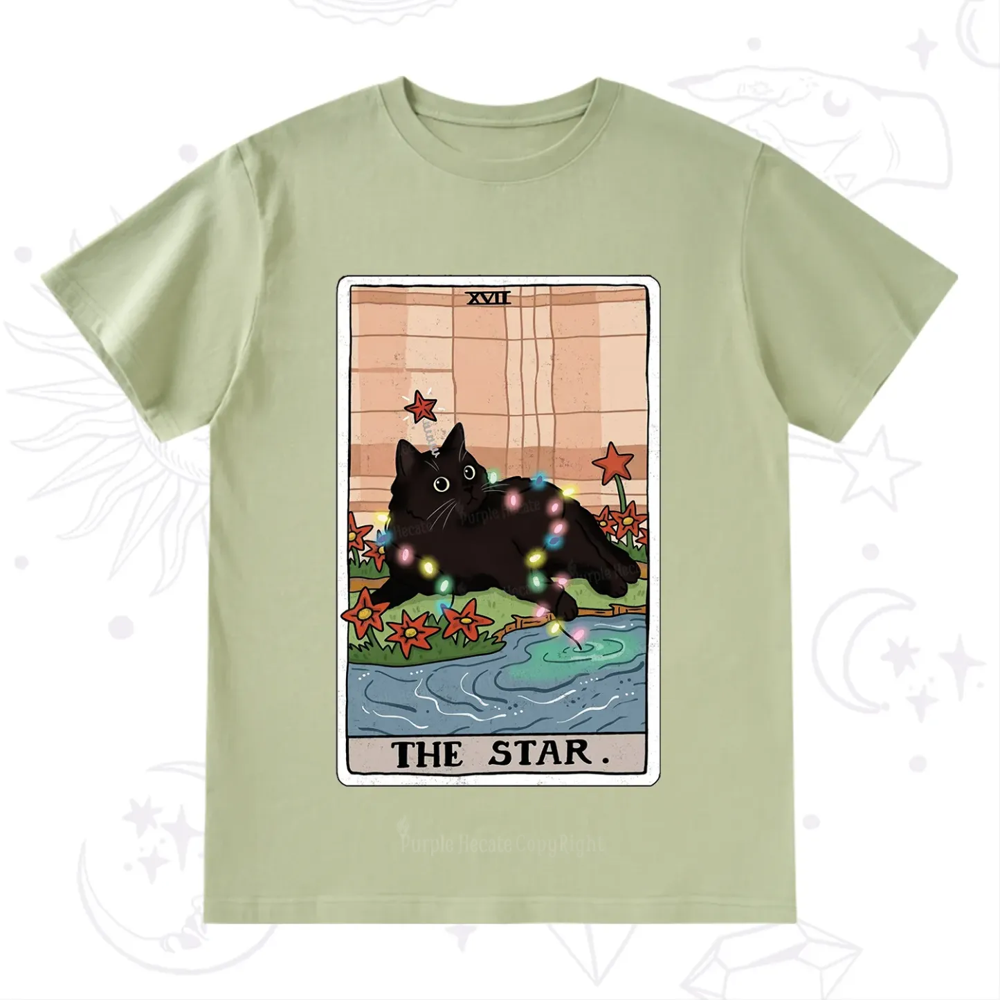 Purplehecate The Star Cat Tarot Card T-Shirt