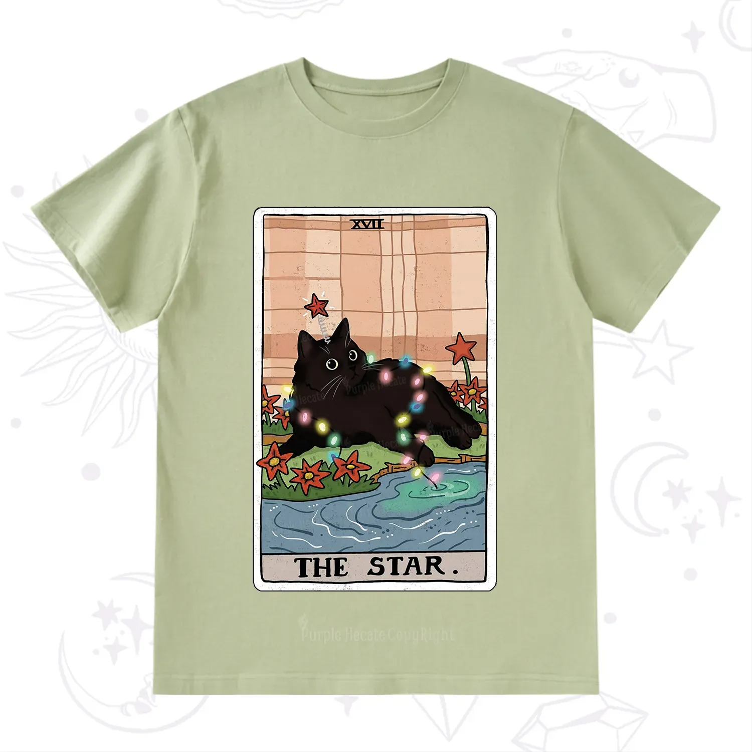 Purplehecate The Star Cat Tarot Card T-Shirt