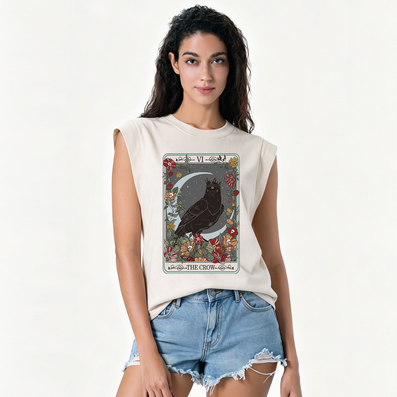 Purplehecate The Crow Tarot Card Vintage Washed Tank