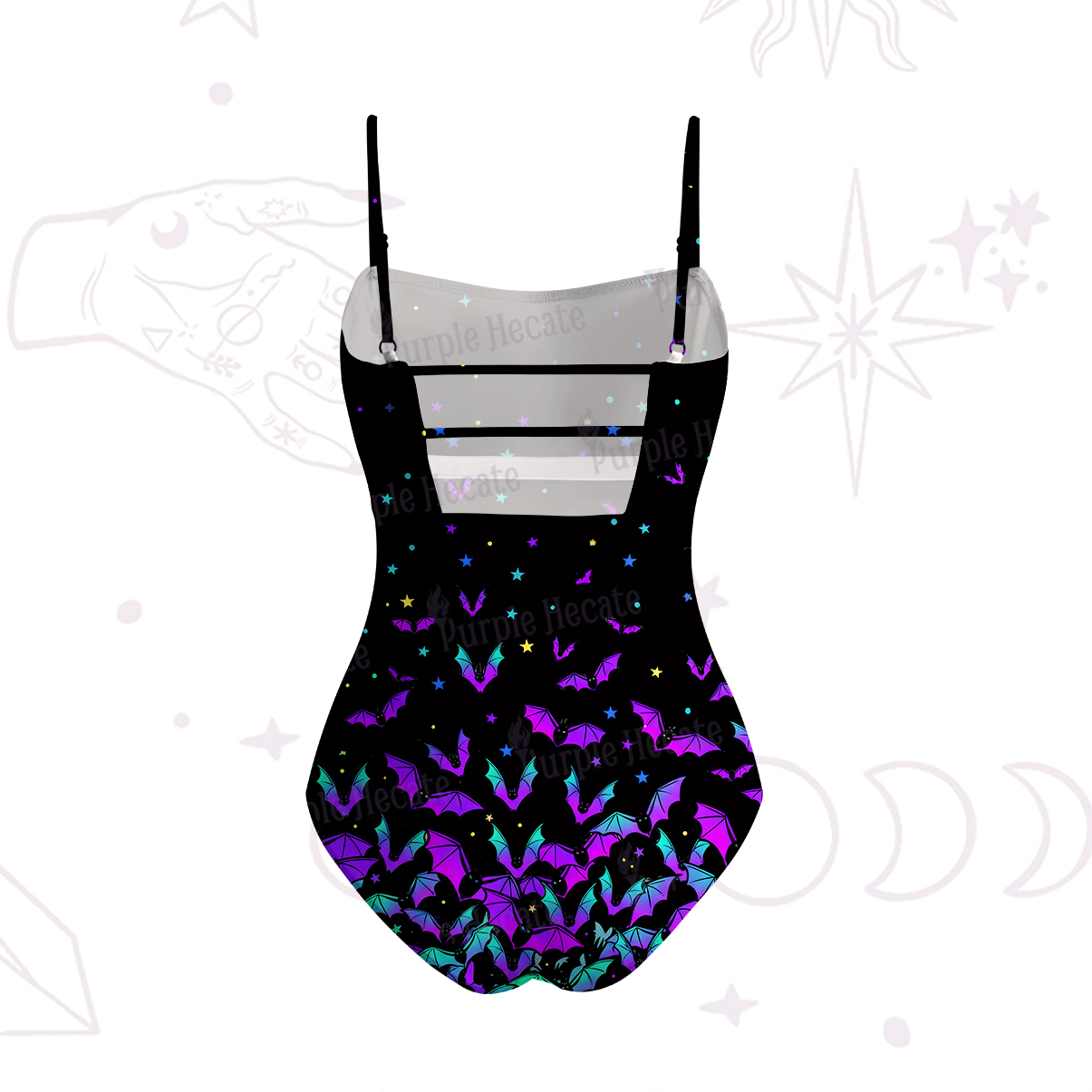 Purplehecate Rainbow Bat Slim-Strap Swimsuit