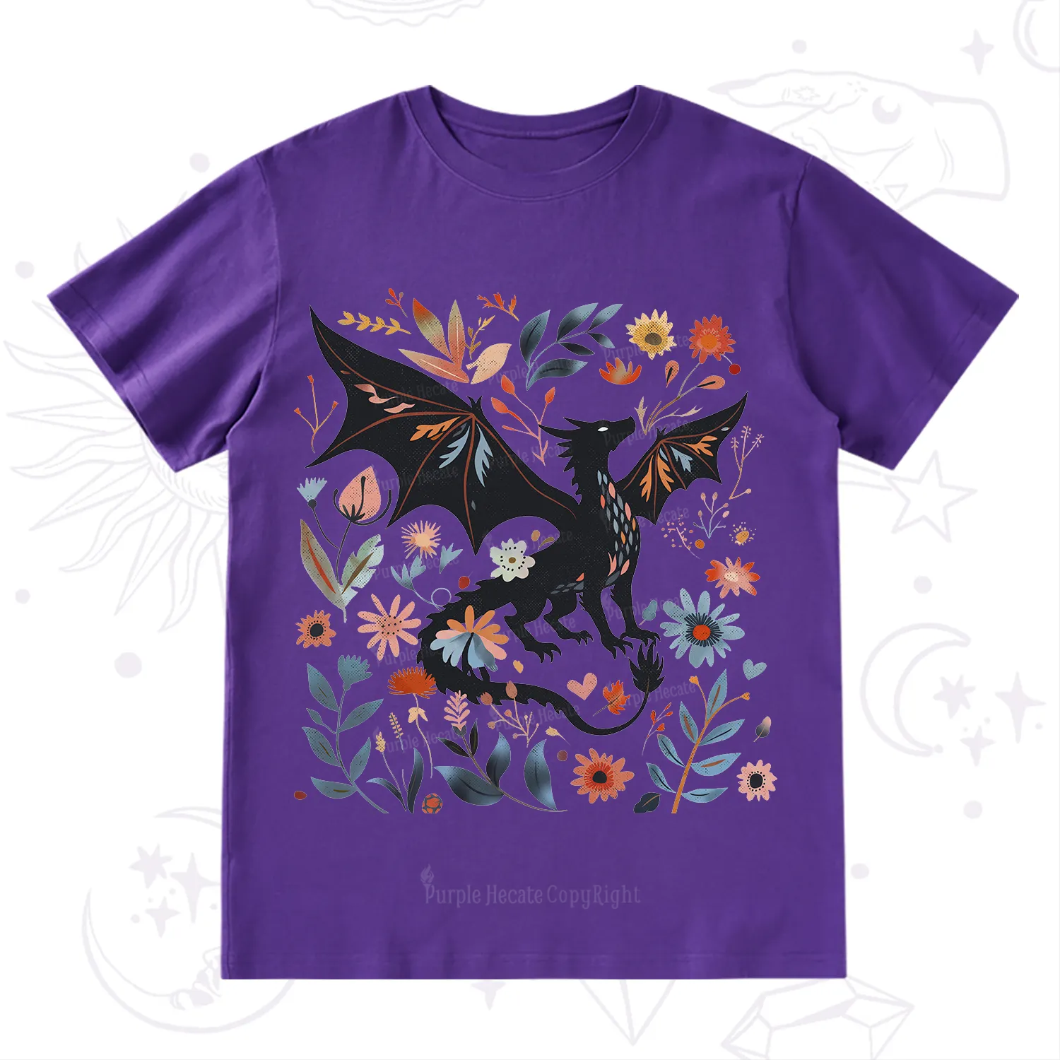 Purplehecate Vintage Fantasy Wyvern Bookish T-Shirt