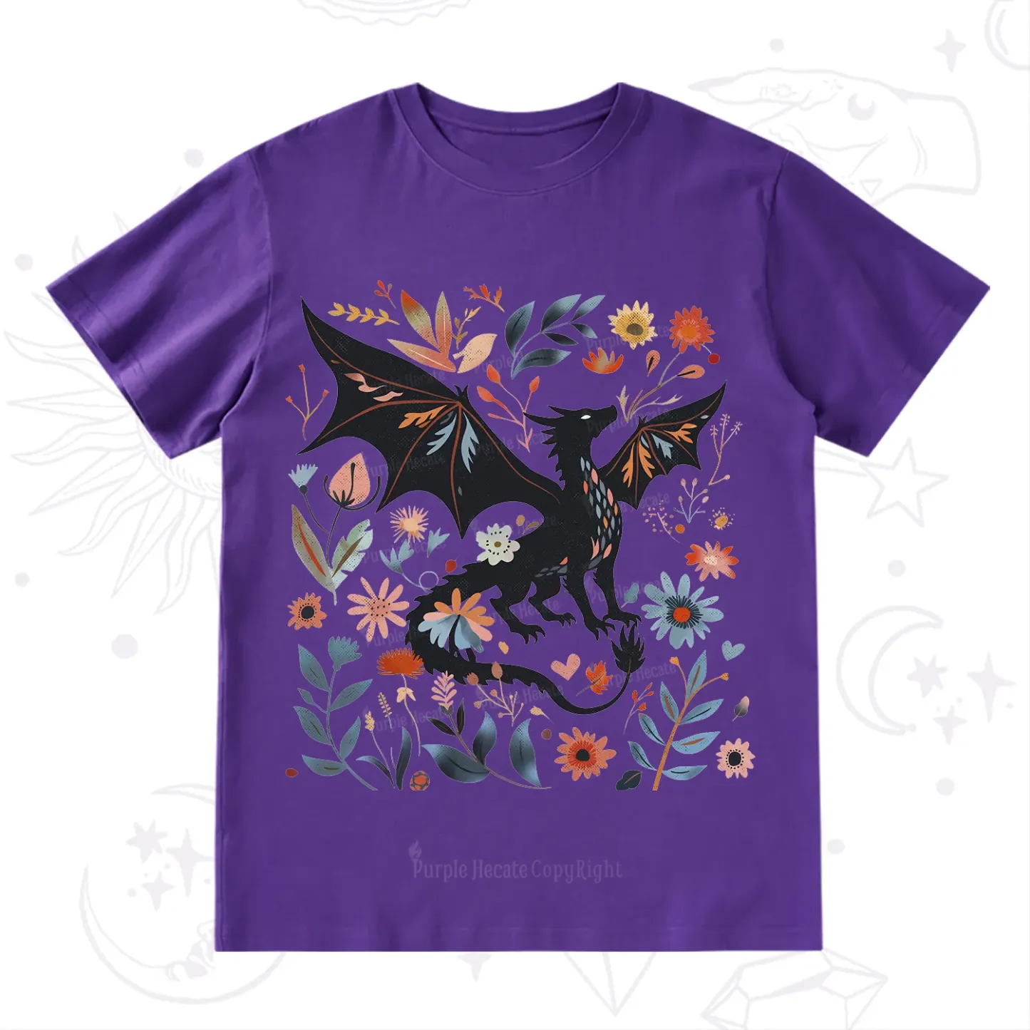 Purplehecate Vintage Fantasy Wyvern Bookish T-Shirt
