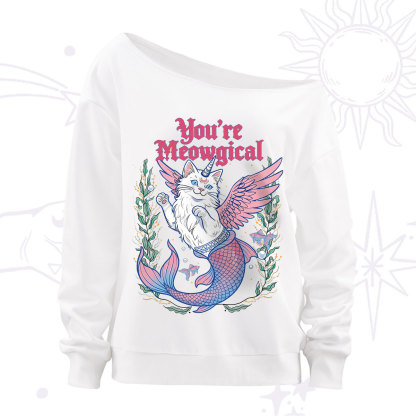 Purplehecate You're Meowgical Off The Shoulder Sweatshirt