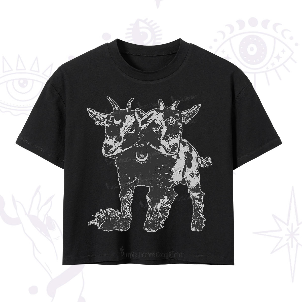Purplehecate Two Headed Goat Crop T-Shirt
