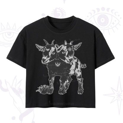 Purplehecate Two Headed Goat Crop T-Shirt