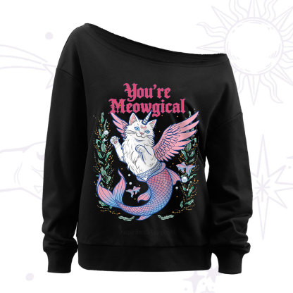 Purplehecate You're Meowgical Off The Shoulder Sweatshirt