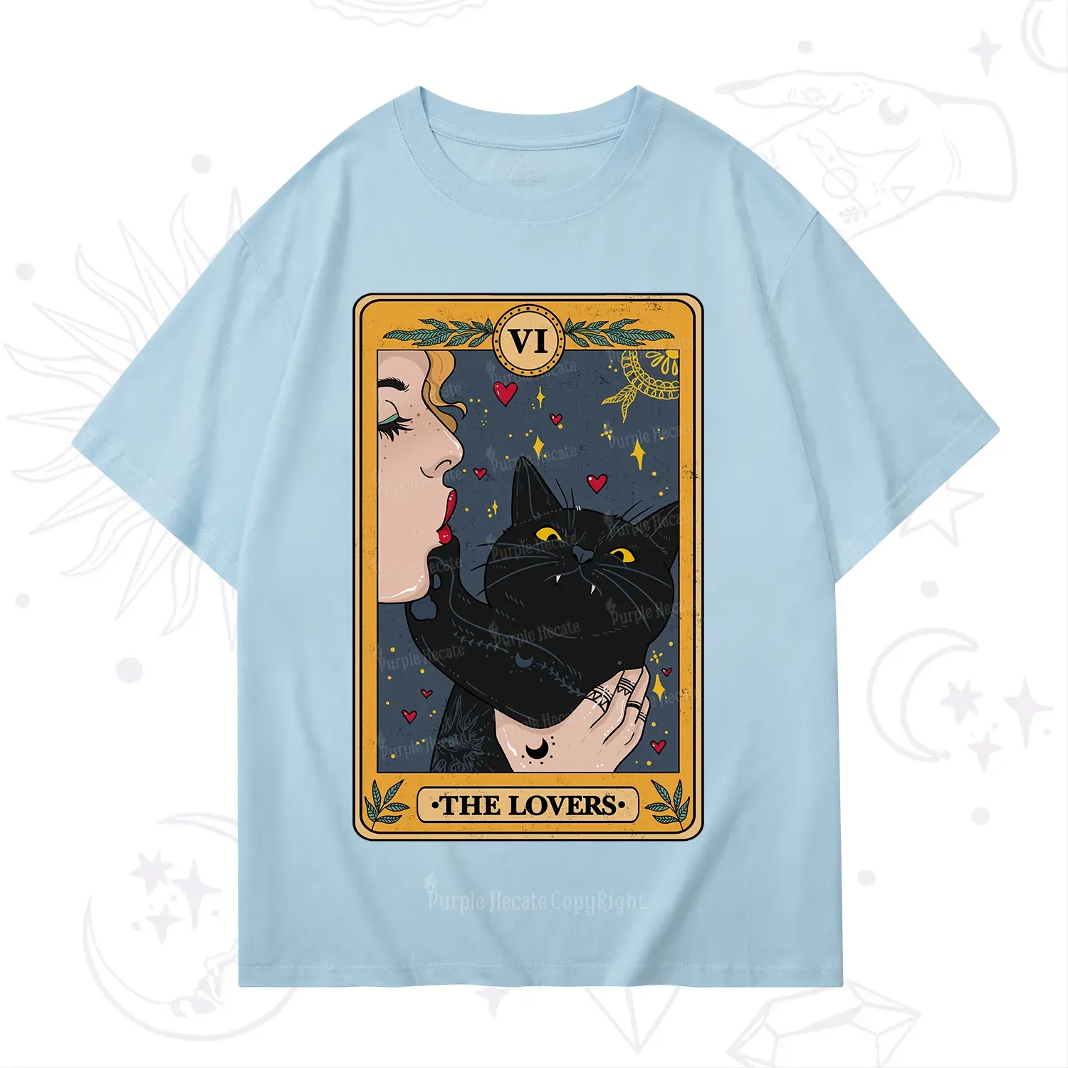 Purplehecate The Lovers Cat Tarot T-Shirt