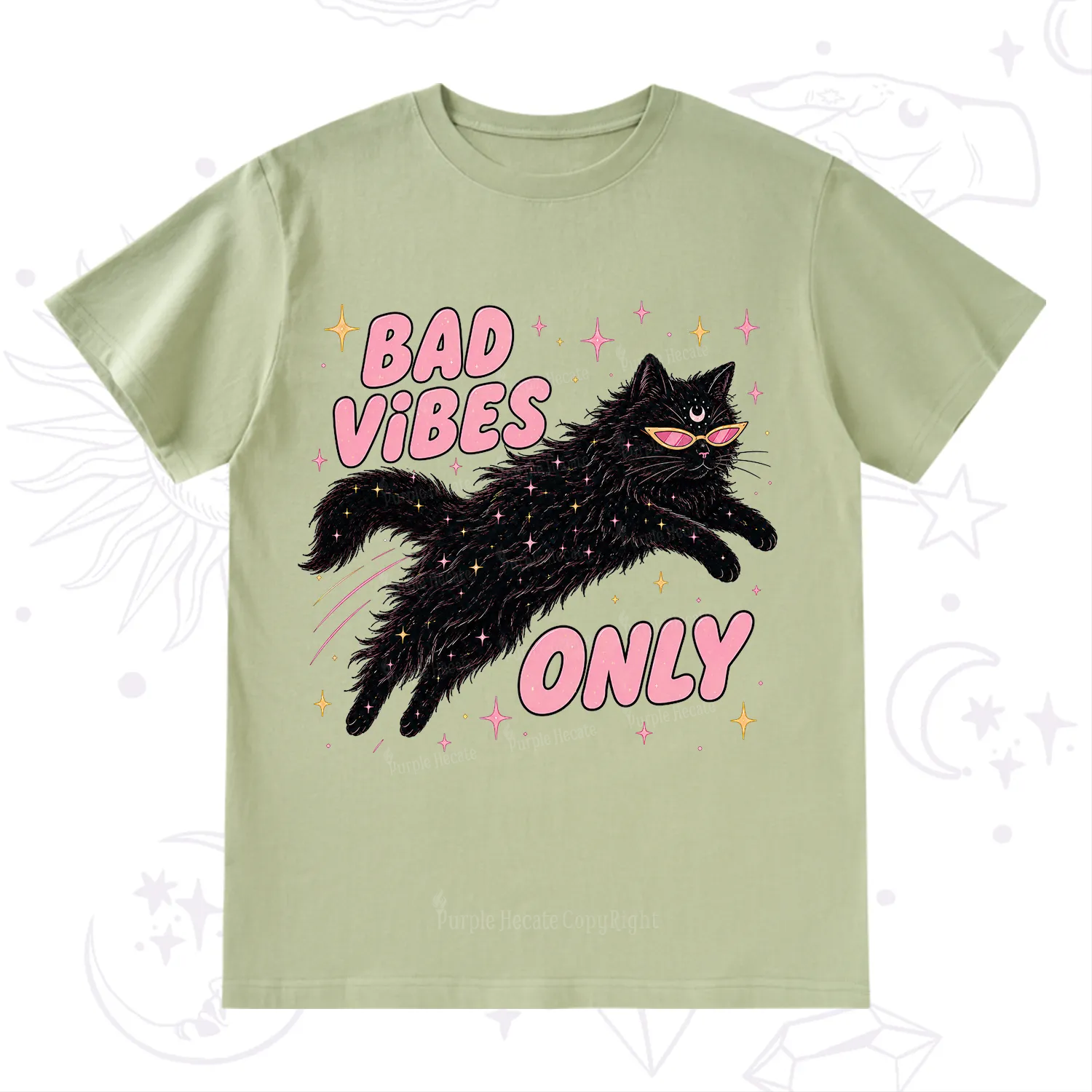 Purplehecate Black Cat Vibes Only T-Shirt